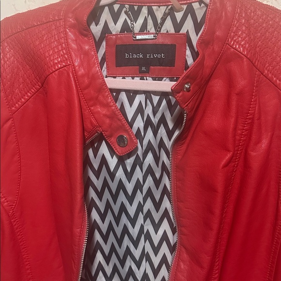 Black Rivet Women's Red Leather Jacket - Picture 3 of 3